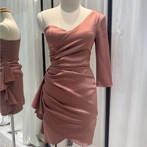 One-Shoulder Coral Pink Dress